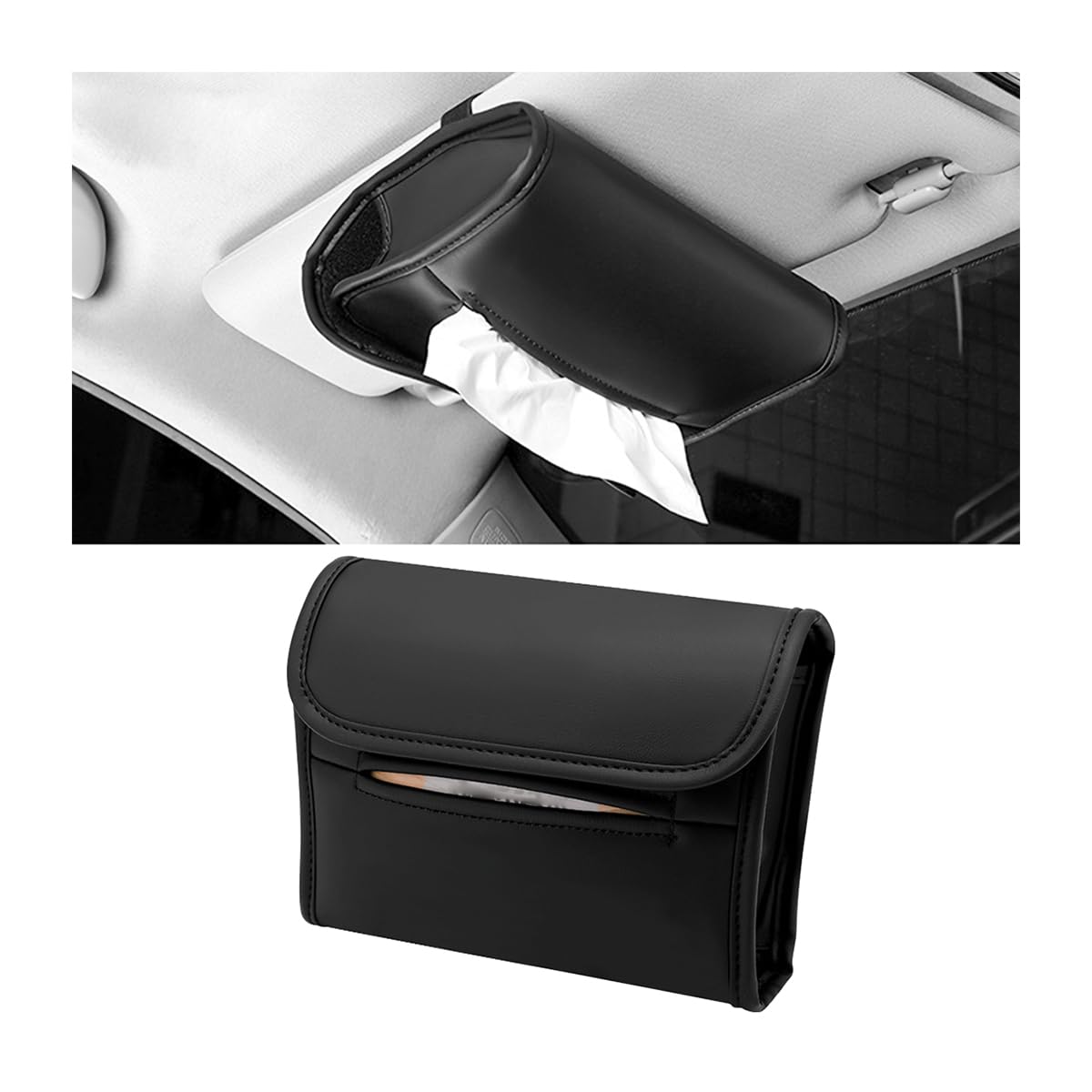 JNNJ Auto Taschentuchbox Halterung, Tissue Case Für Den Rücksitz, Taschentuchbox Für Auto-Sonnenblende, PU Leder Auto Taschentuchbox, Auto Armlehne Taschentuchhalter von JNNJ
