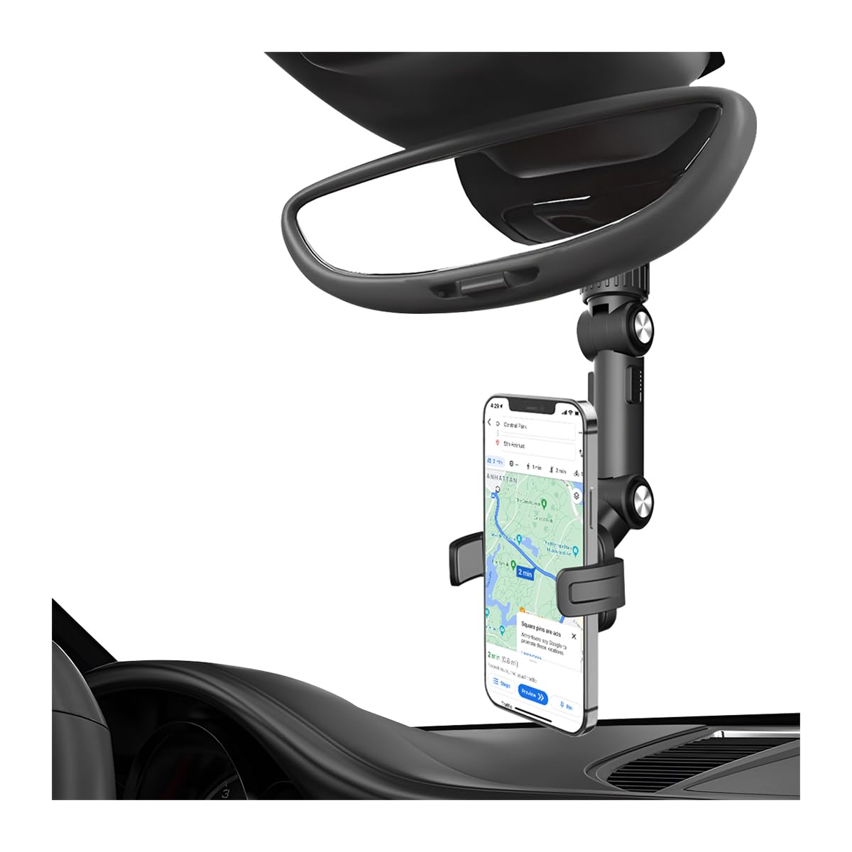 JNNJ Auto-Telefonhalterung, Multifunktionaler Rückspiegel Telefonhalter, Verstellbarer 360 Grad Drehbar Einstellbare Ständer KFZ Handy Halterung Für Alle Mobiltelefone von JNNJ