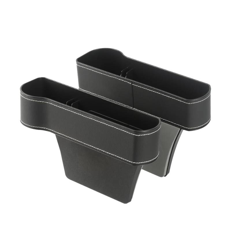 JNNJ Autositzlücken-Organizer Aufbewahrungsbox, Leder Auto Lückenfüller Organizer, Auto-Mittelkonsole,Vordersitzlückenfüller Autositz-Seitentaschen-Organizer(Schwarz) von JNNJ