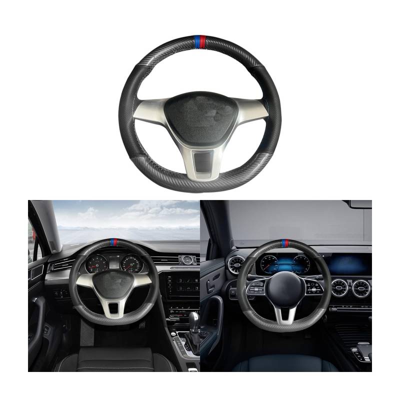 JNNJ DIY-Lenkradabdeckungen, Universal Leder DIY Handnähen Atmungsaktiver Bezug Stich Auf, Universal Leder Auto Lenkrad Stich Auf Wrap Cover Mit Nadel Und Faden(Grau) von JNNJ