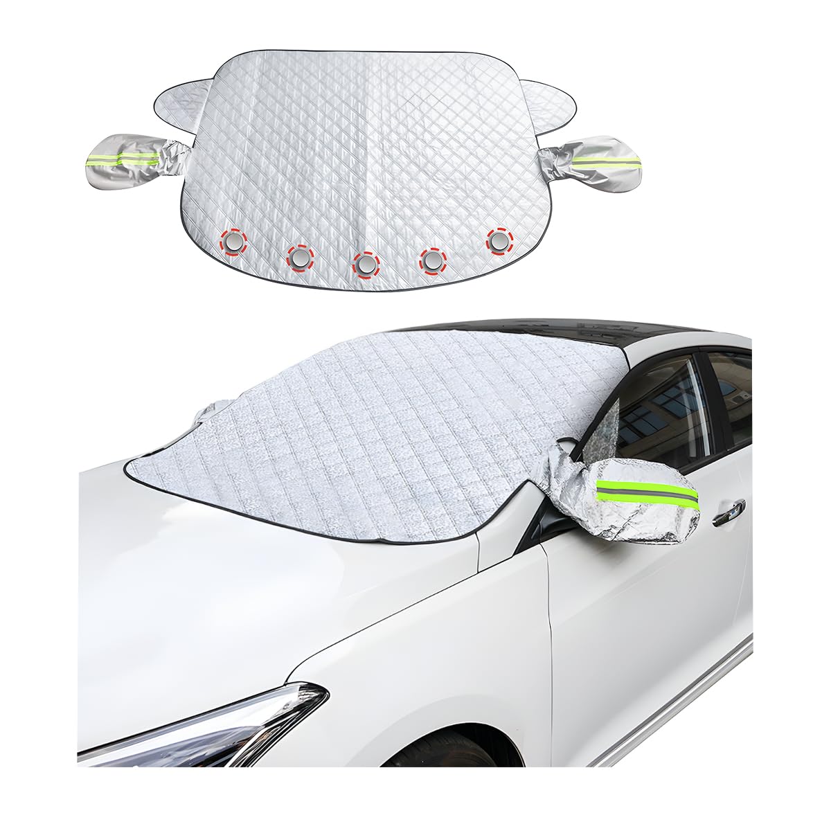 JNNJ Frontscheibenabdeckung, Sonnenschutz Auto Frontscheibe, Ultra-Dick Windschutzscheibenabdeckung, Autoabdeckung Winter, Windschutzscheibe Abdeckung Auto Gegen Schnee EIS Frost Staub UV(148x116cm) von JNNJ