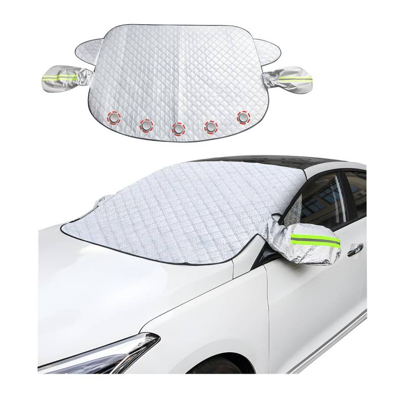 JNNJ Frontscheibenabdeckung, Sonnenschutz Auto Frontscheibe, Ultra-Dick Windschutzscheibenabdeckung, Autoabdeckung Winter, Windschutzscheibe Abdeckung Auto Gegen Schnee EIS Frost Staub UV(148x116cm) von JNNJ