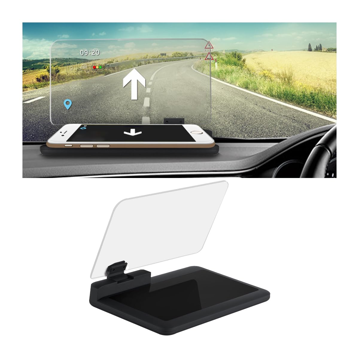 JNNJ HUD Smartphone Head Up Display Halterung, Display Projektor Telefon Navigation GPS Halter, Auto Universal Halterungen für Sicherheit Navi mit HUD Bild Reflektor von JNNJ