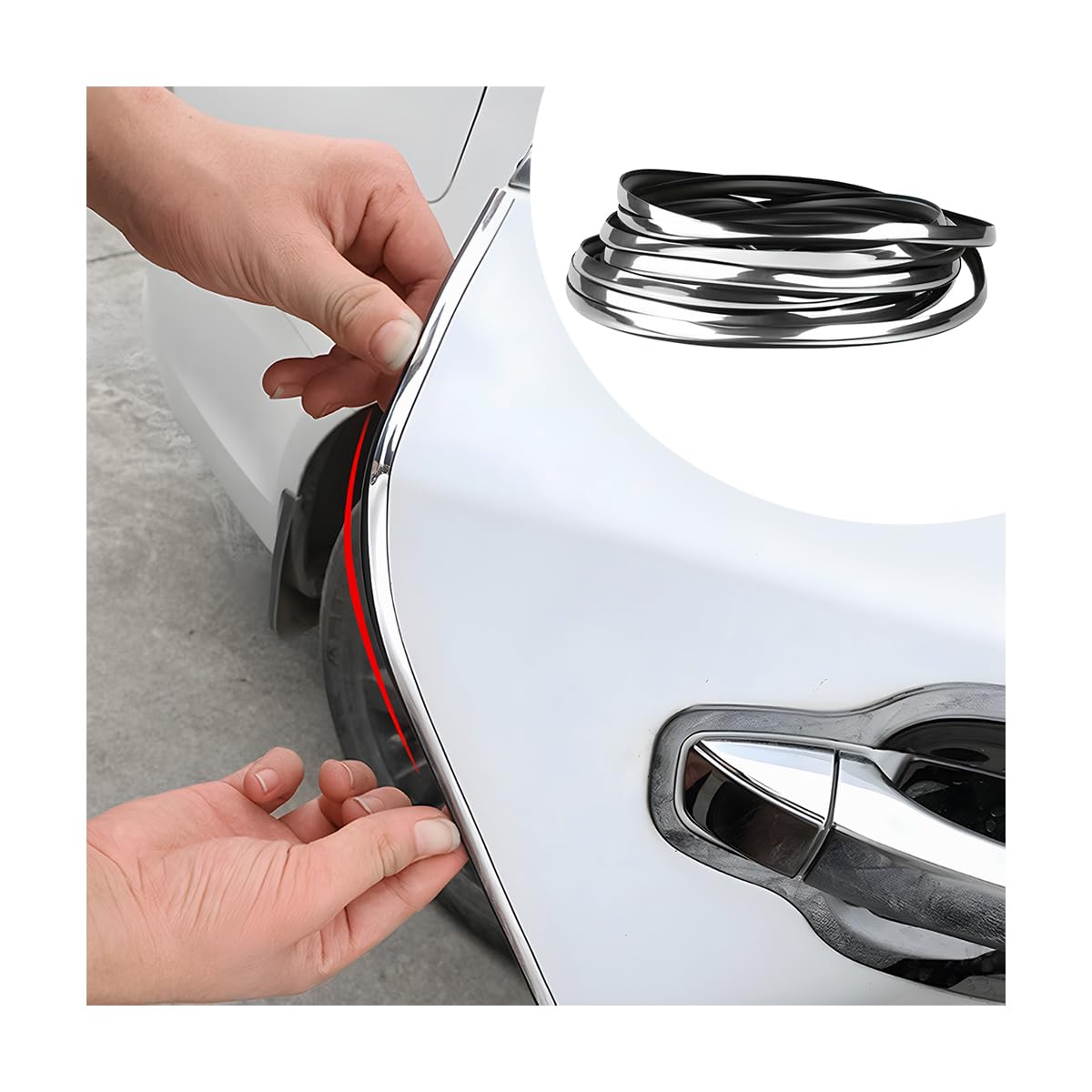 JNNJ Kantenschutz Autotür, U-Förmiger Türkantenschutz-Plattenstreifen, Zierleiste Selbstklebend Universal Auto Kontur Leiste, Kantenschutz Aus Pvc-Schutztür(Silber 5m) von JNNJ