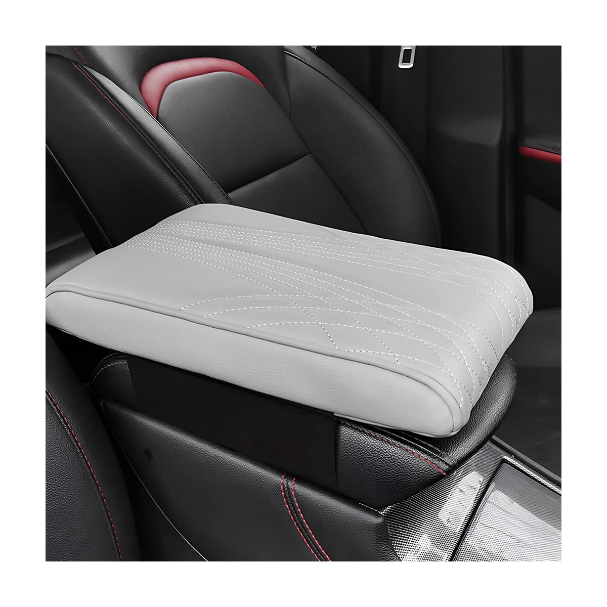 JNNJ Leather Car Armrest Box Pad, Armlehnenbox Aus Gedächtnisschaum Für Fahrzeuge, Auto Armlehnen Abdeckung Armlehne Kissenschutz Für Die Meisten Fahrzeuge(Grau) von JNNJ