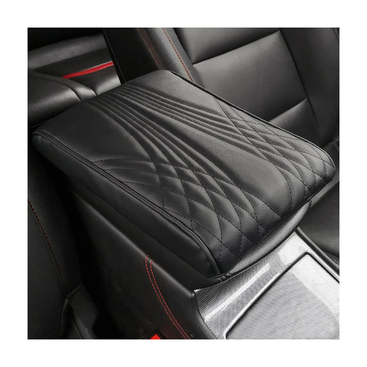 JNNJ Leather Car Armrest Box Pad, Armlehnenbox Aus Gedächtnisschaum Für Fahrzeuge, Auto Armlehnen Abdeckung Armlehne Kissenschutz Für Die Meisten Fahrzeuge(Schwarz) von JNNJ