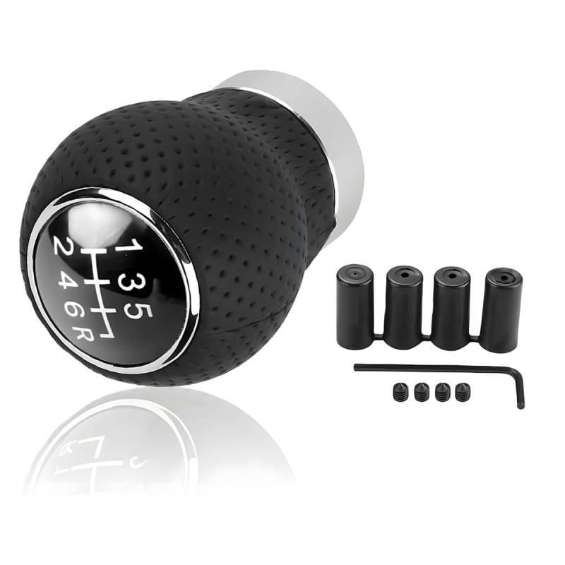 JNNJ Leder Auto Schaltknauf, Auto Schaltknauf Universal, Schalthebel Mit 3 Adaptern, Universal Manueller Schaltknauf-Adapter, Für Manuelles Auto Schaltgetriebe(6-Gang) von JNNJ