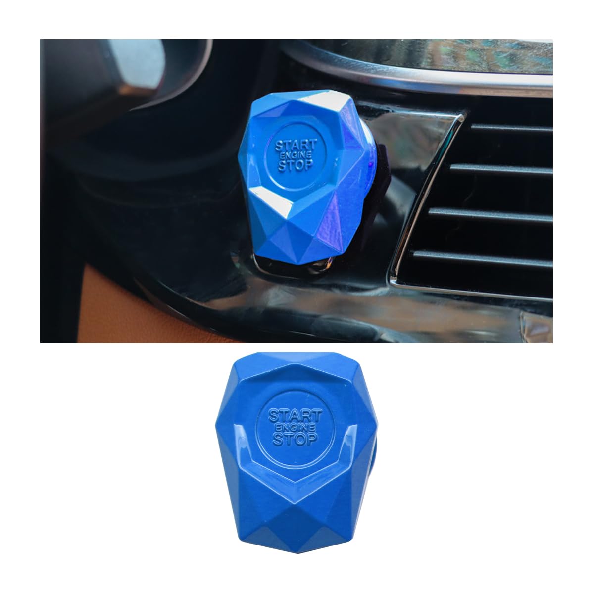 JNNJ Metall Auto Zündknopf Abdeckung, Zündung Druckschalter Deckel, Zündknopf Schutz Abdeckung Zieraufkleber, Universal Dekorring für Auto-Start-Stopp-Zündknopf(Blau) von JNNJ