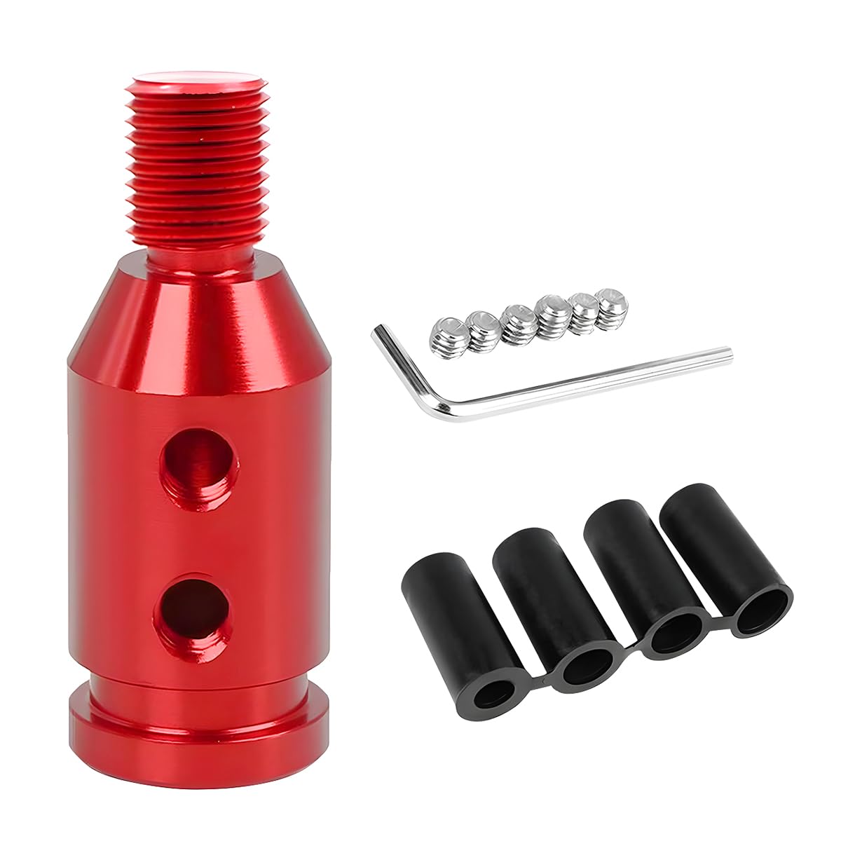 JNNJ Schaltknaufadapter, Universal-Auto-Schaltknauf-Adapter Für Schaltgetriebe M12 x 1,25, Aluminiumlegierung Schaltknauf-Adapter Für Schalthebel Ohne Gewinde(Rot) von JNNJ