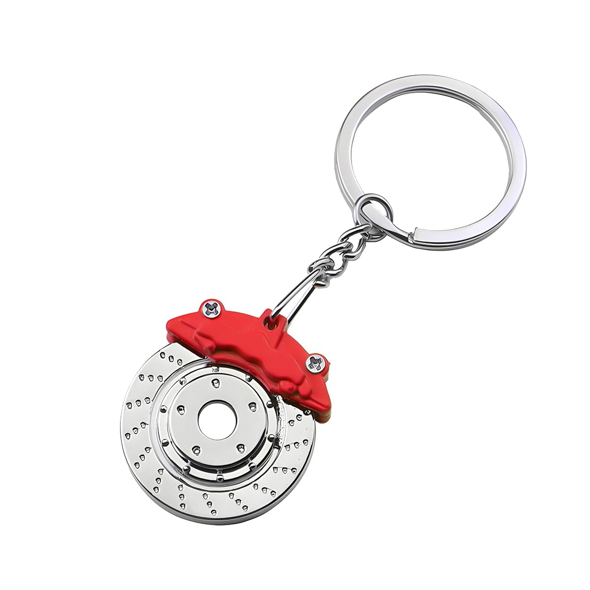 JNNJ Scheibenbremsen-Schlüsselanhänger, Bremsscheibe Autoteile Schlüsselanhänger, Auto Mode 3D Schlüssel Halter, Autoschlüssel Kreativ Autodeko Zubehör(Rot) von JNNJ