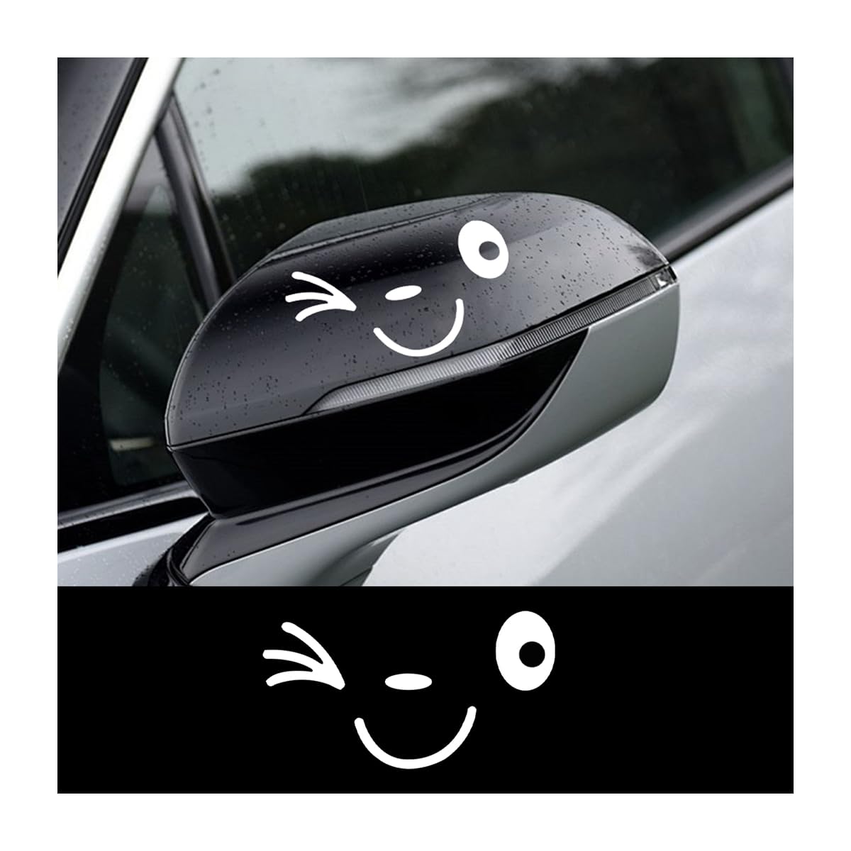 JNNJ Smile Gesicht Aufkleber, 3D Aufkleber Dekoration Aufkleber, 2 Stück Lächeln Gesicht Design, Auto Aufkleber Auto Embleme Autoverkleidung Auto Rückspiegel(Weiß) von JNNJ