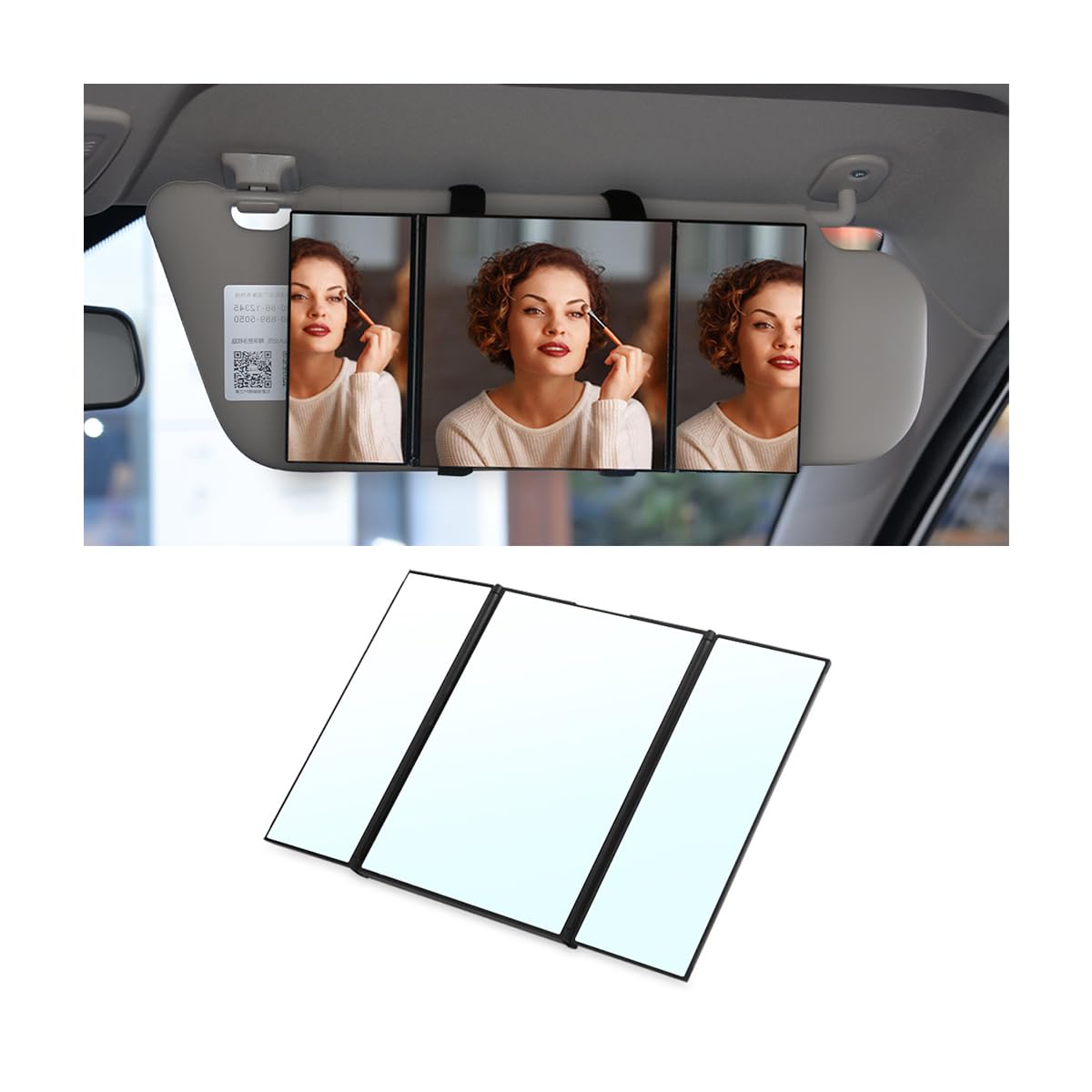 JNNJ Sonnenblende Faltbar Make-up Spiegel, Trifold Schminkspiegel Auto Rückspiegel, Tragbarer Autospiegel Kosmetikspiegel Universal für Auto LKW SUV Rückspiegel JNNJ Sonnenblende Faltbar Make-up Spiegel, Trifold Schminkspiegel Auto Rückspiegel, Tragbarer Autospiegel Kosmetikspiegel Universal für Auto LKW SUV Rückspiegel von JNNJ