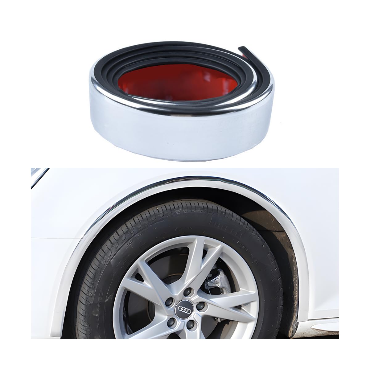 JNNJ Universal Auto Kotflügel Verbreiterung, Kotflügelverbreiterung Auto Radlauf Radlaufleiste Radabdeckung, Auto-Radkastenverkleidung, Universal Gummi Autos Radkasten Schutz Anti-Kollision(Silber) von JNNJ