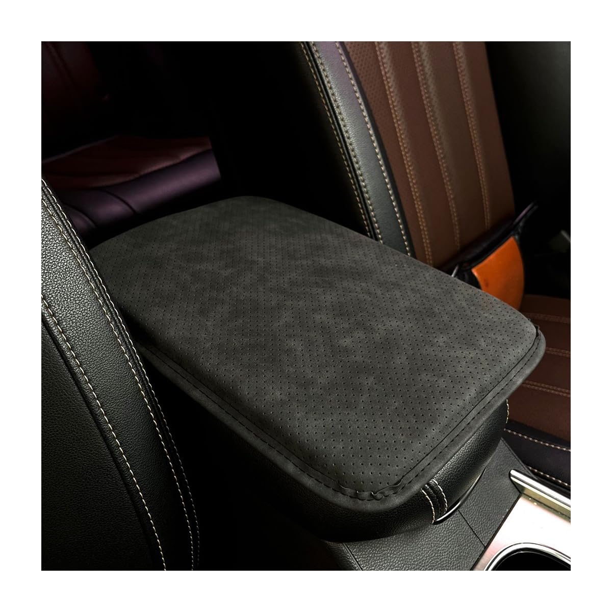 JNNJ Universal Center Console Lederpolster, Wasserdichte Auto Armlehne Sitz Box Cover Schutz, Interior Auto Mittelkonsolenabdeckung für die Meisten Fahrzeuge(Grau) von JNNJ