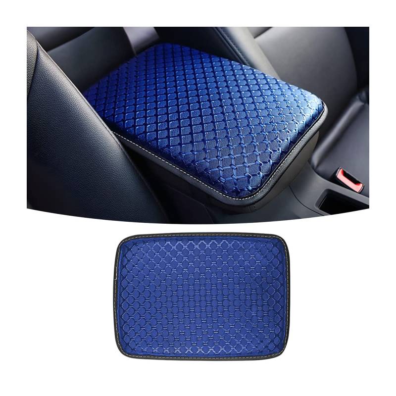 JNNJ Universal Center Console Lederpolster, Wasserdichte Auto Armlehne Sitz Box Cover Schutz, Universal Interior Auto Mittelkonsolenabdeckung für Fahrzeuge(Blau) von JNNJ