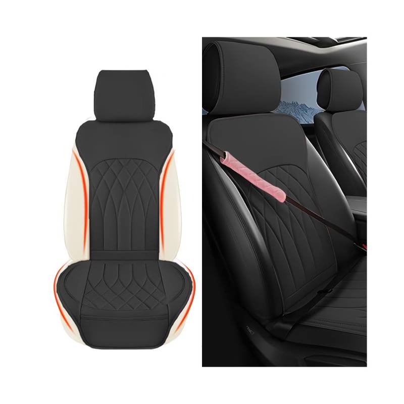 JNNJ Vordersitzbezug Aus Leder, Autositzschoner Set Universal, Schonbezüge für Vordersitze in Stylish Design, Universal-Sitzbezug, Klassisch Autositzbezüge Sitzschoner Schonbezug Autositz(Schwarz) von JNNJ