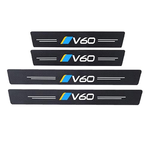 4 Stück Kohlefaser-Einstiegsleisten für Volvo V60, Autotür-Kantenschutz, rutschfestes und verschleißfestes Zubehör von JOEBO