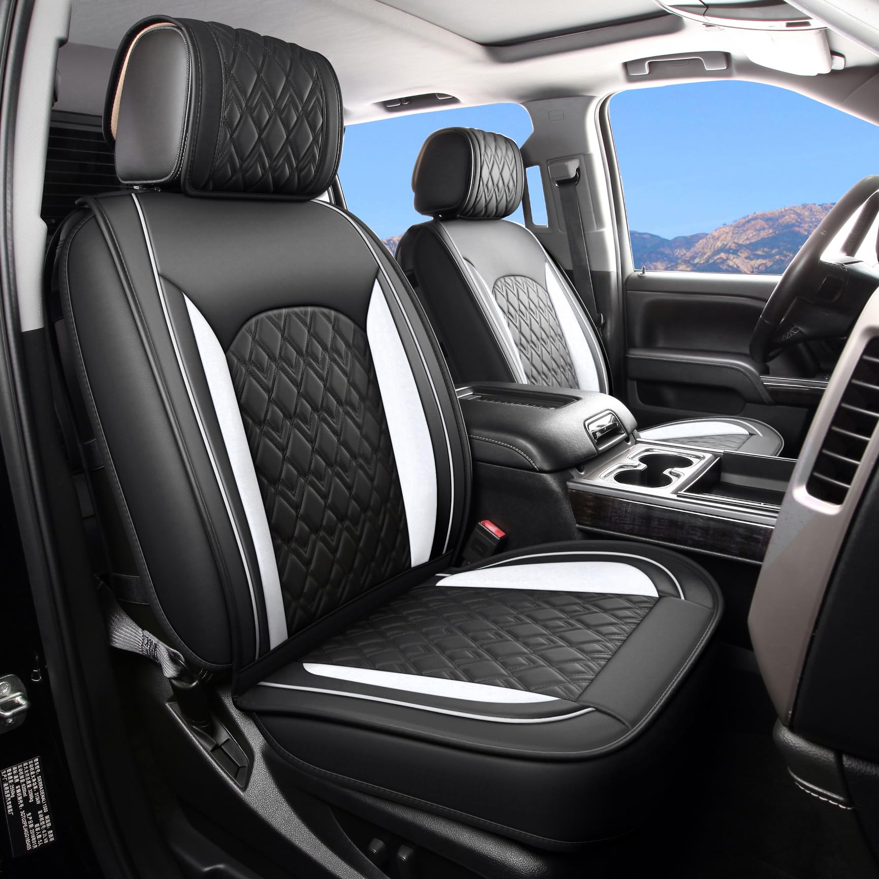 JOJOBAY Chevy Silverado Sitzbezüge, Leder-Sitzbezüge für GMC Sierra, passgenau 2007–2024, 1500, 2500HD, 3500HD, Crew, doppelt verlängert, reguläre Kabine, LT LZT RST Trail Boss (Vorderpaar, Schwarz JOJOBAY Chevy Silverado Sitzbezüge, Leder-Sitzbezüge für GMC Sierra, passgenau 2007–2024, 1500, 2500HD, 3500HD, Crew, doppelt verlängert, reguläre Kabine, LT LZT RST Trail Boss (Vorderpaar, Schwarz von JOJOBAY