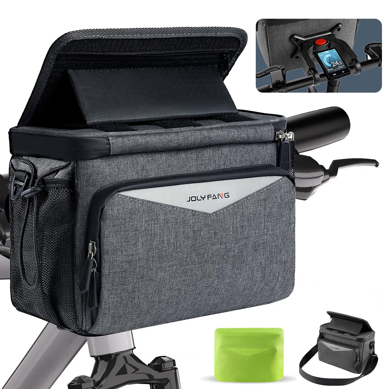 JOLY FANG Lenkertasche Fahrrad mit Lenkeradapter, 5,2L wasserdichte Fahrradtasche Lenker mit Handyhalterung Touchscreen, Abnehmbarer Schultergurt - Geeignet für Fahrrad, Elektrofahrräder JOLY FANG Lenkertasche Fahrrad mit Lenkeradapter, 5,2L wasserdichte Fahrradtasche Lenker mit Handyhalterung Touchscreen, Abnehmbarer Schultergurt - Geeignet für Fahrrad, Elektrofahrräder von JOLY FANG