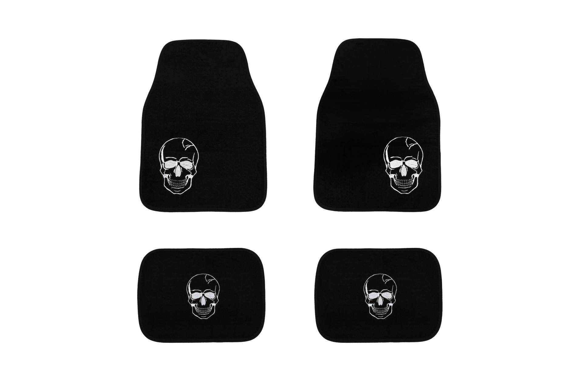 Universal Fußmatten mit Skull Totenkopf Motiv / 4-teilig für vorn + hinten Universal Fußmatten mit Skull Totenkopf Motiv / 4-teilig für vorn + hinten von JOM Car Parts & Car Hifi GmbH