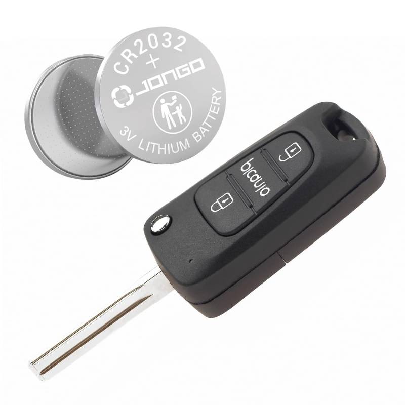 Jongo Schlüsselgehäuse für Picanto erhältlich - Einfache Montage - 100% kompatibel - Ultra strapazierfähig - zum Öffnen und Schließen der Türen Ihres Fahrzeugs aus der Ferne + CR2032 Batterie von JONGO