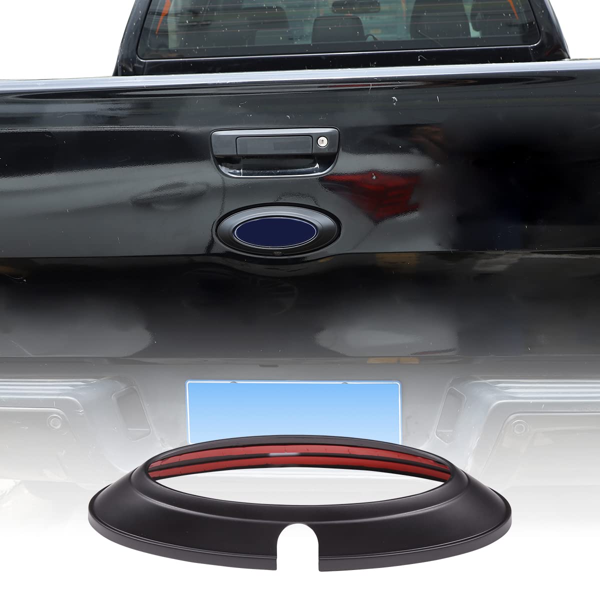 ABS Heckklappe Emblem für Ford Wildtrak T6 T7 T8 2015-2022 Auto Heckklappe Logo Abdeckung Dekorative Aufkleber Autozubehör (Mattschwarz) von JONKOKO