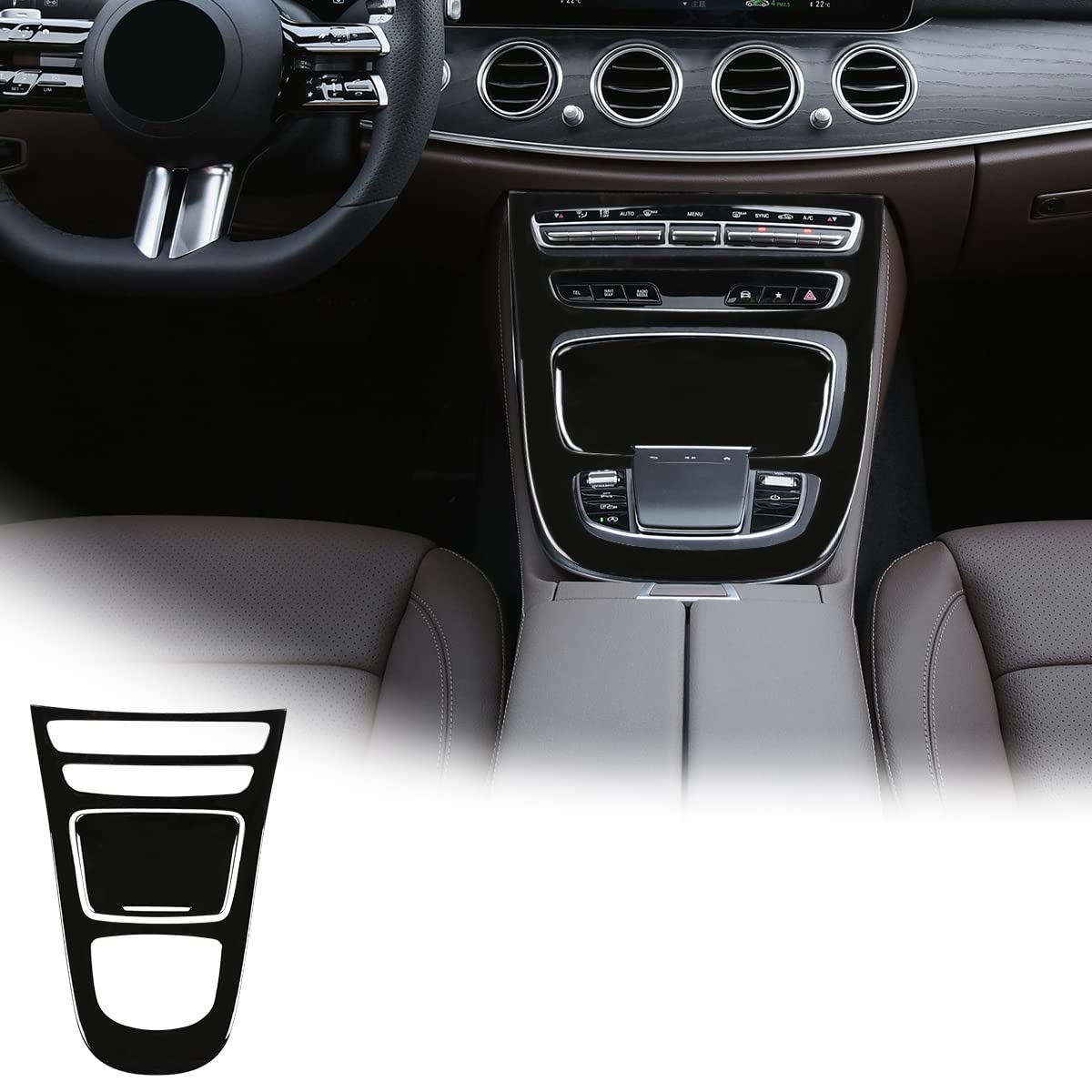 ABS Kunststoff Mittelkonsole Gear Panel Rahmen Abdeckung Trim Aufkleber Für Benz E Klasse W213 2021 Auto Innenraum Zubehör (Schwarz) von JONKOKO