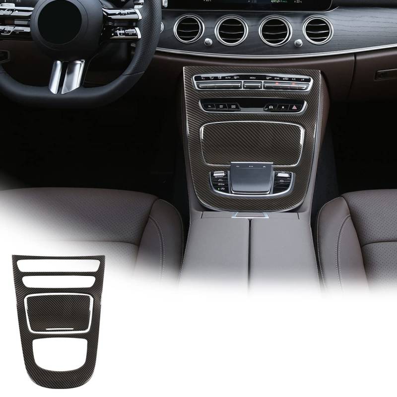 ABS-Kunststoff Mittelkonsole Getriebe Panel Rahmen Abdeckung Trim Aufkleber für Benz E-Klasse W213 2021 Auto-Innenzubehör (Kohlefaser) von JONKOKO