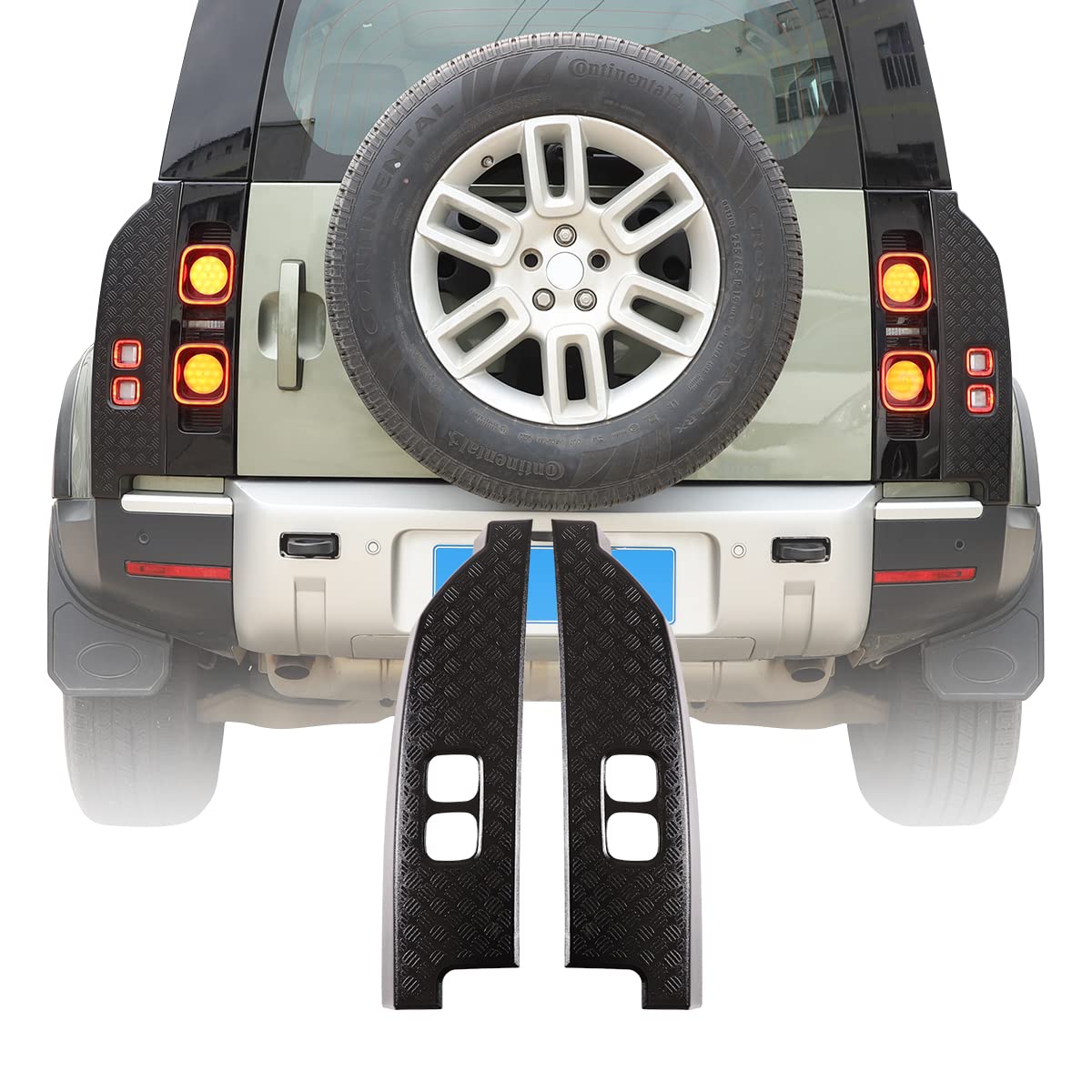 ABS Rücklicht Schwarz Rücklicht Kit Fit Für LR Defender 2020-2023 90 110 130 Auto Außen Rücklicht Schutz Abdeckung Zubehör (Helles Schwarz) von JONKOKO