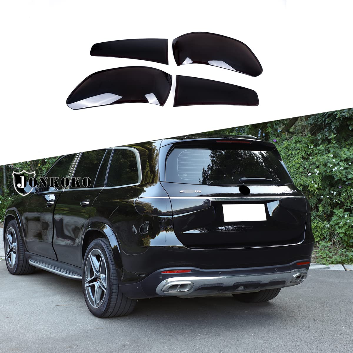 ABS Schwarz Auto Rücklicht Lampenschirm-Schutz Abdeckung Zubehör für Benz GLS Klasse X167 2020 2021 von JONKOKO