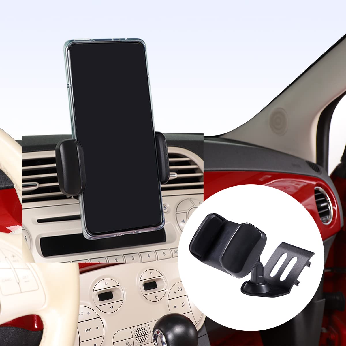 Aluminium-Legierung, KFZ-Handyhalterung, Armaturenbrett, Lüftungsschlitz, Handyhalterung für Fiat 500 2010–2015 GPS-Navigationshalterung, Autozubehör für alle Handys (Stil C) von JONKOKO