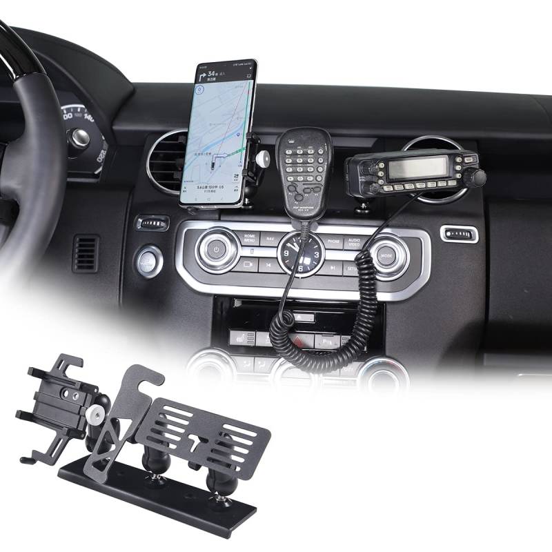 Aluminiumlegierung, Auto-Mittelkonsole Handyhalterung, Anti-Shake-Stabilisator, individuell verstellbare Handyhalterung für LR Discovery 4 LR4 2010–2016 Offroad-Stil von JONKOKO