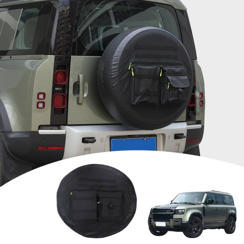 Auto-Ersatzreifenabdeckung, kompatibel mit Defender 2020–2026, PVC-Ersatzreifenabdeckung, Ersatzreifen, wasserdichte Sonnenschutzhülle mit Aufbewahrungstasche von JONKOKO