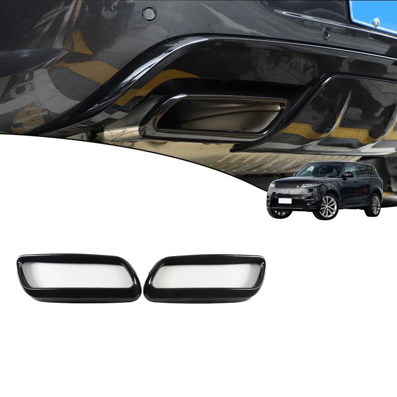 JONKOKO Edelstahl Außenzubehör Auspuff Schalldämpfer Endrohr Verkleidung Abdeckung Für L@nd Rover RangeRover Sport L461 2023-2024 Auto Hinten Zylinder Auspuffrohr Abdeckung Trim (Schwarz, Stil B) von JONKOKO