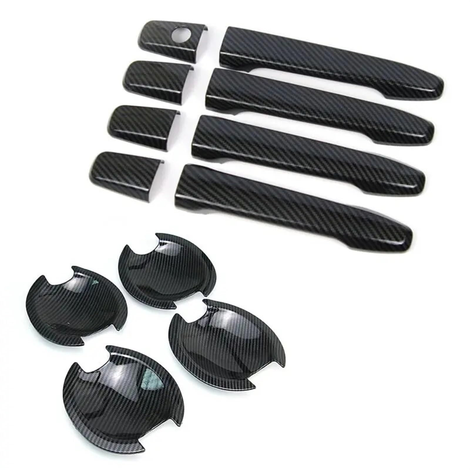 JOVERI for Mitsubishi, Outlander Lancer ASX 2008-2020 ABS Chrom Kohlefaser Autotürgriff Schüsselabdeckung Aufkleber Styling Zubehör Abdeckung für Außentürgriffe(Handlebowl 0 Button) von JOVERI