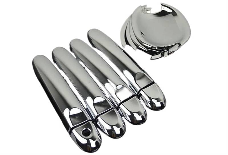 JOVERI for Nissan, Versa Tiida 2012-2018, Kohlefaser-Chrom-Autotürgriffabdeckung, Zieraufkleber, Auto-Styling-Zubehör Abdeckung für Außentürgriffe(Handle-Bowl 0 Button) von JOVERI