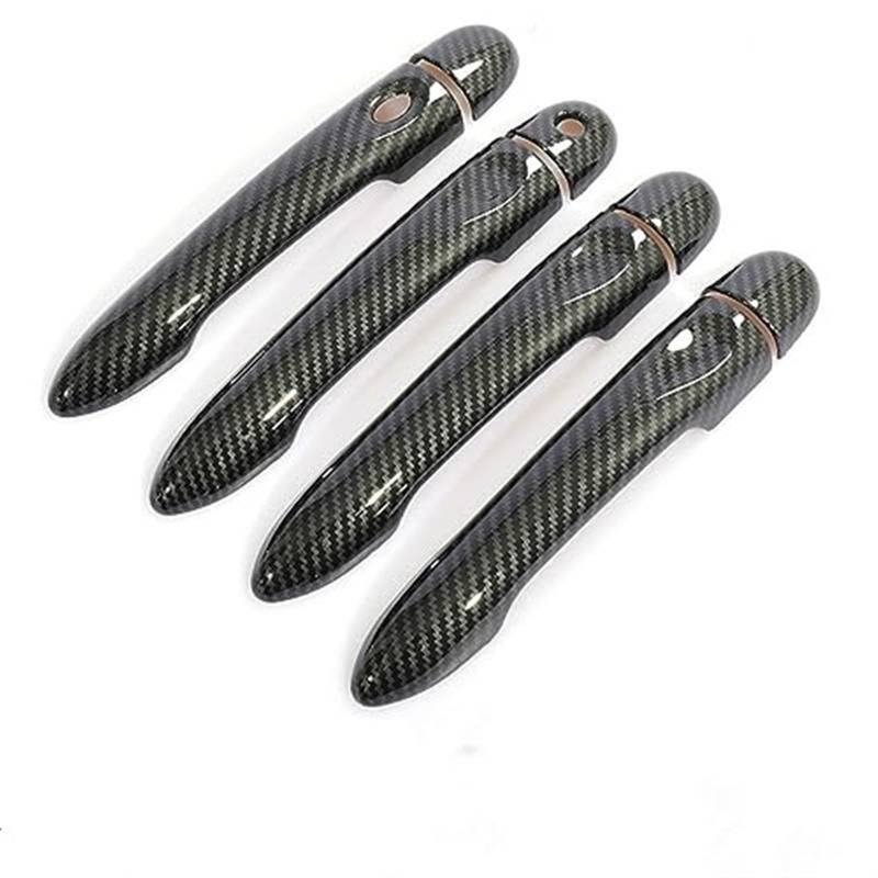 JOVERI for Renault, Megane 3 MK3 III 2008 2009 2010 2011 2012 2013 2014 2016, Kohlefaser-Autotürgriffabdeckung, Verkleidung, Styling-Zubehör Autotürgriffabdeckung(Black 4dr 1 Key 1 Button) von JOVERI