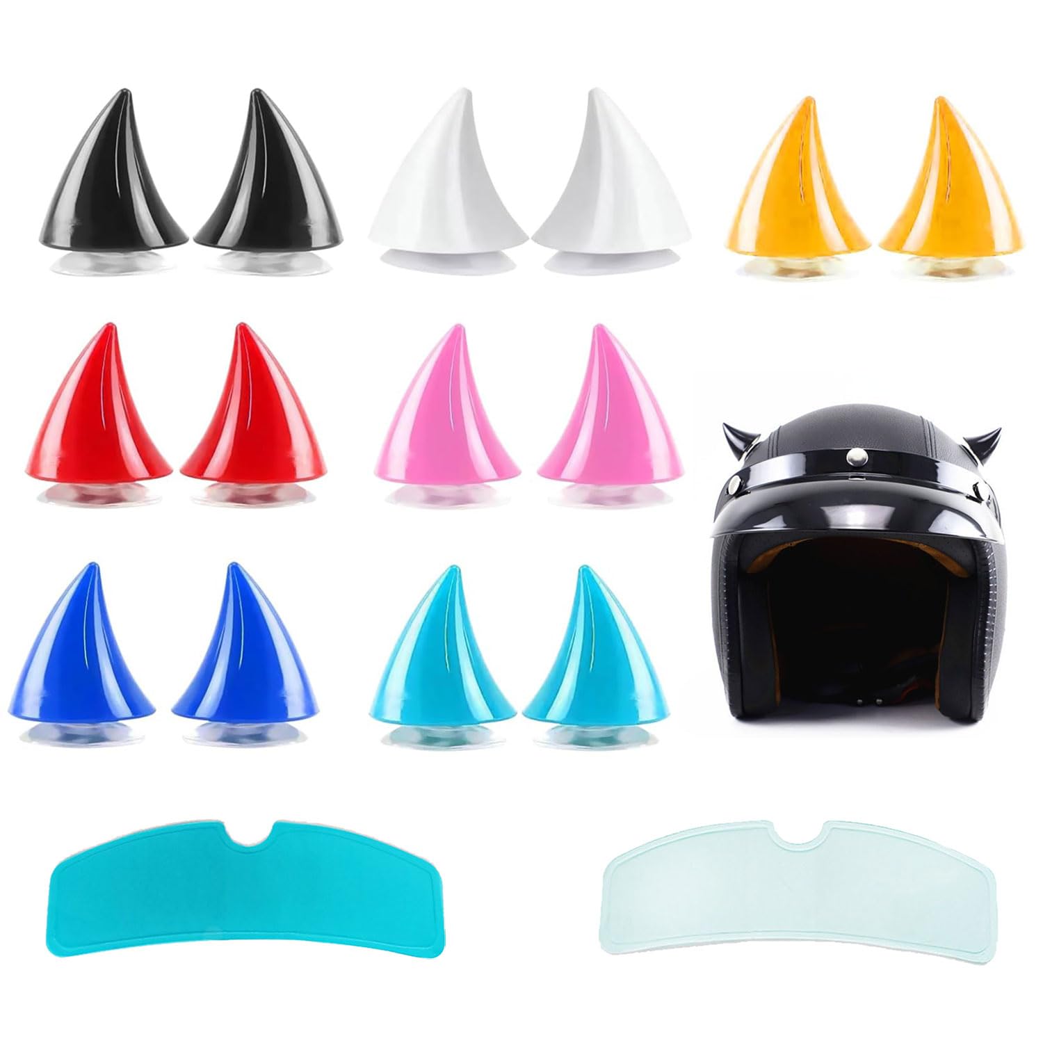 JOYOLA 14 Stück Motorradhelm Devil Demon Horn, Motorradhelmhörner mit Saugnapf, Motorrad Helm Hörner Eckdekoration, Motorradhelm Teufelshorn mit 2 Motorradhelm-Regenfolien für Motorradhelme JOYOLA 14 Stück Motorradhelm Devil Demon Horn, Motorradhelmhörner mit Saugnapf, Motorrad Helm Hörner Eckdekoration, Motorradhelm Teufelshorn mit 2 Motorradhelm-Regenfolien für Motorradhelme von JOYOLA
