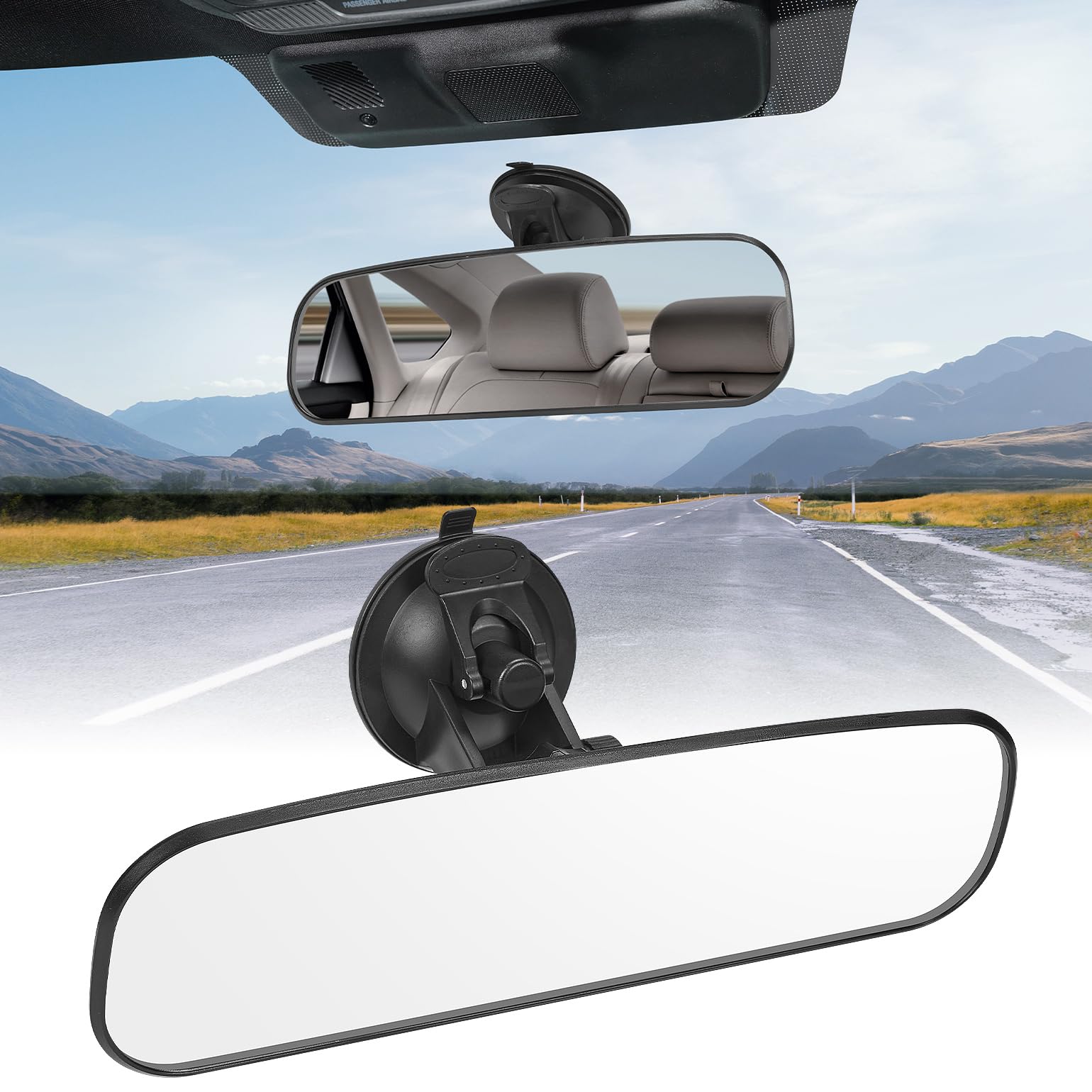 JOYTUTUS Rückspiegel Auto mit Saugnapf, Universal Auto Panorama Rückspiegel, Auto Innenspiegel zum Aufstecken, Autospiegel für Fahrprüfung, Rückspiegel für Auto SUV Trucks(245 x 60 mm) von JOYTUTUS