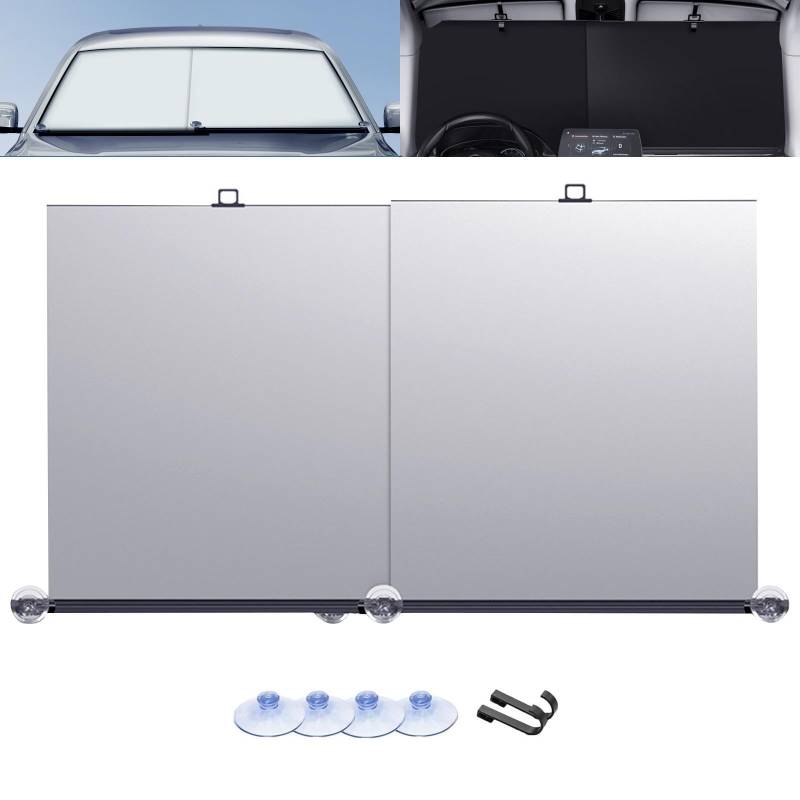 Einziehbarer Sonnenschutz Auto für Ford Transit Sonnenschutz Auto Frontscheibe Rollo Sonnenschutz Auto Frontscheibe, Autosonnenschutzblende Frontscheibe, Faltbar von JPDEDIAN