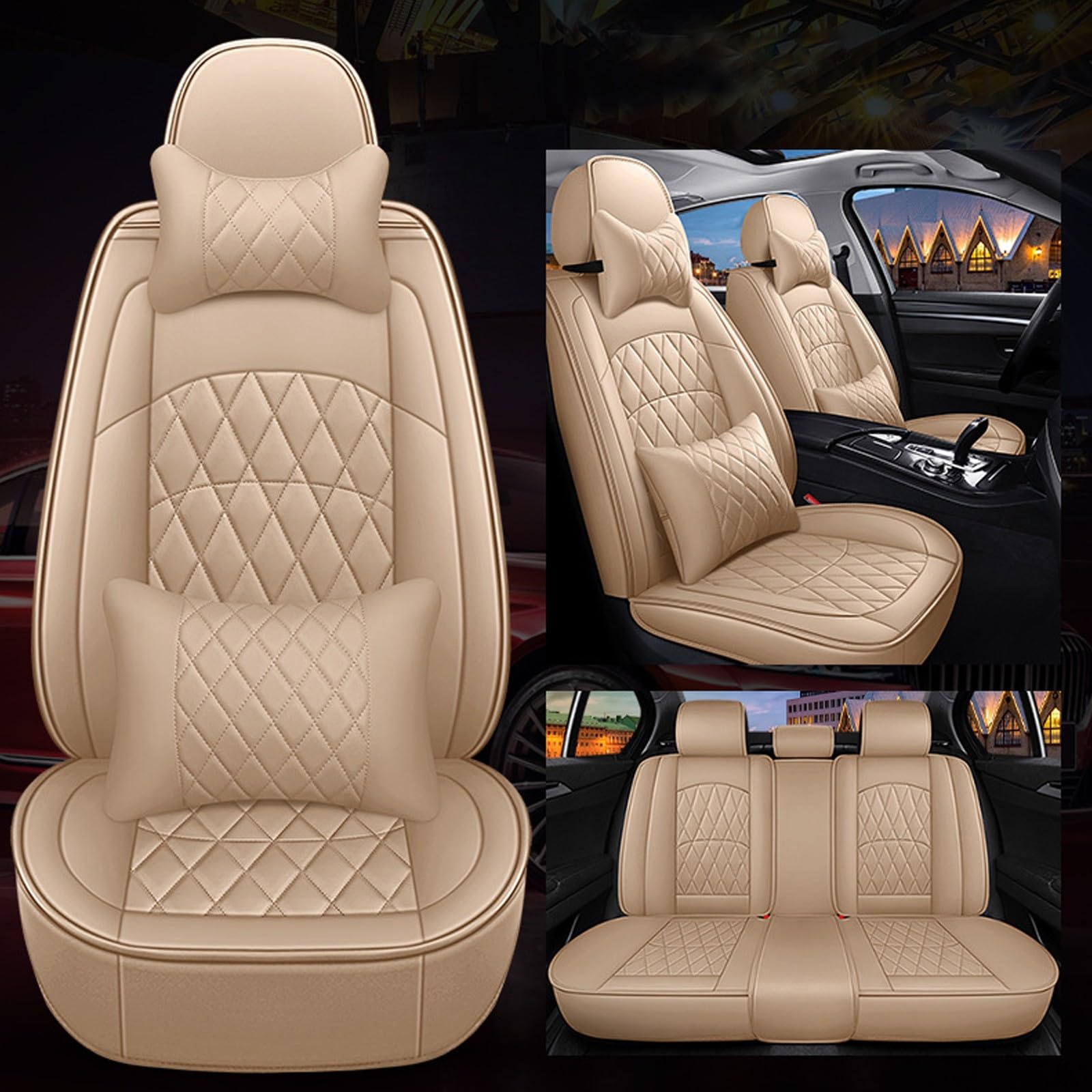 JPDEDIAN Autositzbezüge Leder Set für BMW 3 Series Touring, Sitzauflage Auto Abdichtung Vollständiges Design des Gehäuses, Sitzbezug Auto Set,beige JPDEDIAN Autositzbezüge Leder Set für BMW 3 Series Touring, Sitzauflage Auto Abdichtung Vollständiges Design des Gehäuses, Sitzbezug Auto Set,beige von JPDEDIAN