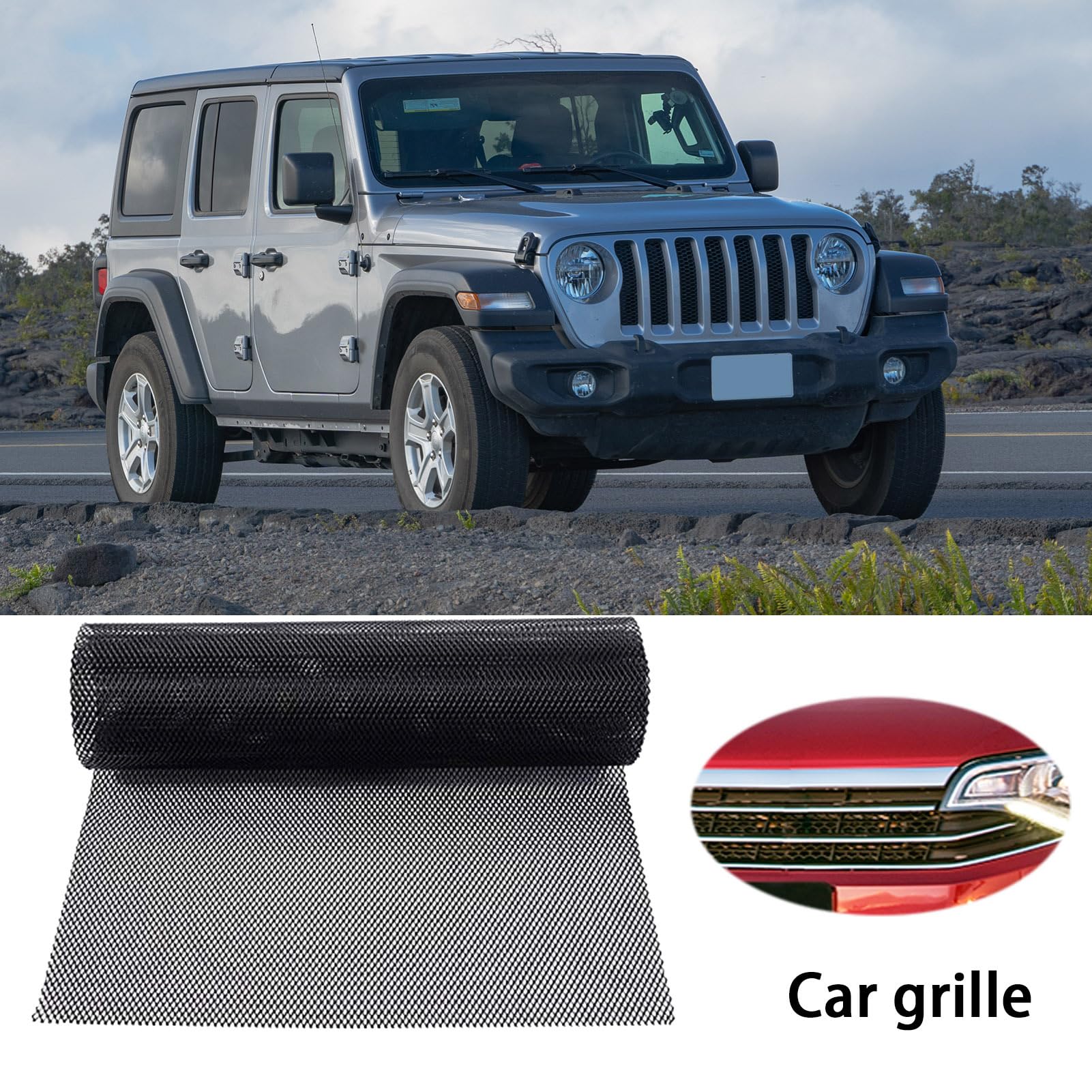 Grillgitter,Auto Grillnetz-Rolle | Zuschneidbare Aluminiumlegierung 100x33 cm Abdeckung für Frontstoßstange Motorhaube Lufteinlässe Auto & LKW Schutz von JPSDOWS