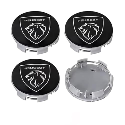 JPYDFI 4 Stück Auto Radkappen für Peugeot 5008 I 2009-2013, Wheel Caps Felgenkappen Nabenkappen Mittelabdeckungen Radnabenabdeckung,E-60mm von JPYDFI