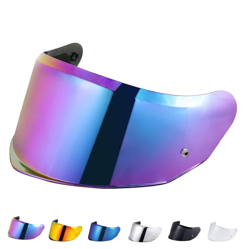 Helmvisier Motorrad für FF808,Motorradhelm Visier, Motorrad Wind Schild Helm Objektiv Visier Schild Voller Gesicht passt für Stream II (Regenbogen) von JQF Gear