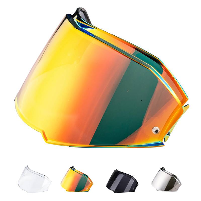 Helmvisier für FF900 Valiant 2,Motorradhelm Visier,Motorrad Windschutz Helm Objektiv,Helm Visier mit Anti-Beschlag-Nagelbefestigung (Chrom Rot) von JQF Gear