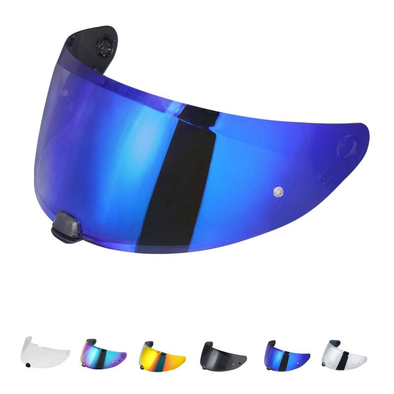 JQF Gear Motorradhelm Visier für i70 i10 HJ-31,Helmvisier Motorrad Windschutz Helm Objektiv Visier Vollgesichts,Helmvisiere Zubehör Ersatz(Blau) von JQF Gear