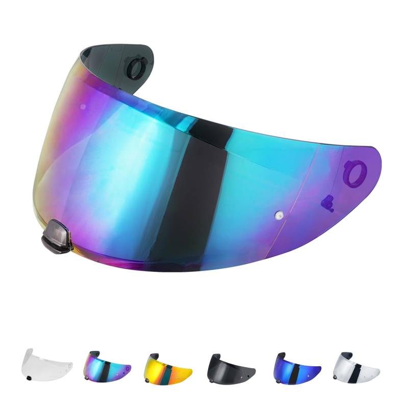 JQF Gear Motorradhelm Visier für i70 i10 HJ-31,Helmvisier Motorrad Windschutz Helm Objektiv Visier Vollgesichts,Helmvisiere Zubehör Ersatz(Regenbogen) von JQF Gear