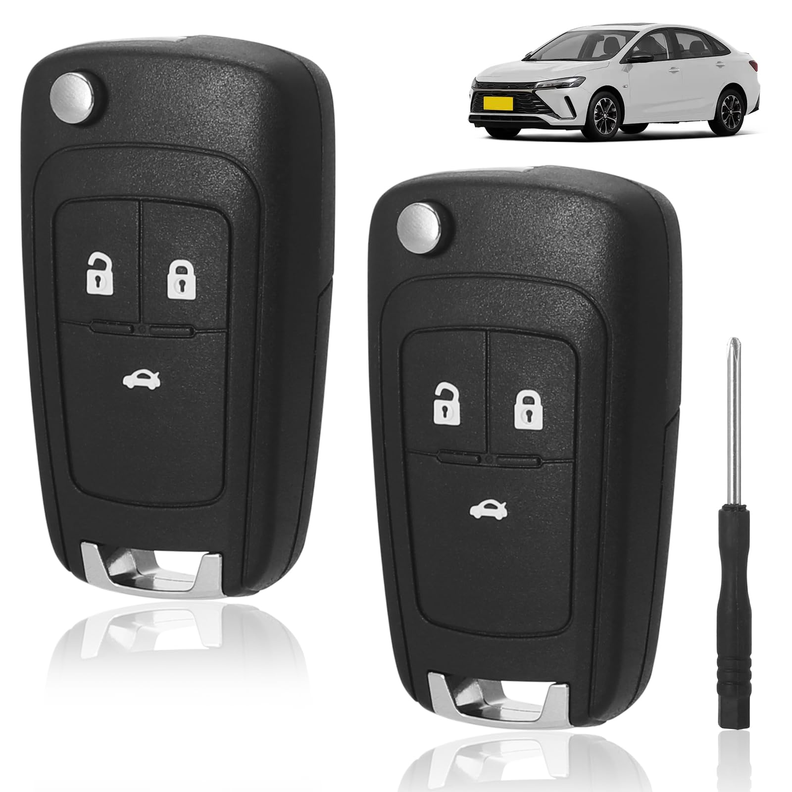 2 Stück Fernbedienung Schlüssel Gehäuse, 3-Taste Ersatz-Klapp-Autoschlüsselgehäuse, Ersatz-Klapp-Autoschlüsselgehäuse Kompatibel mit Opel Insignia Astra J Vauxhall Mokka Zafira von JRJRN