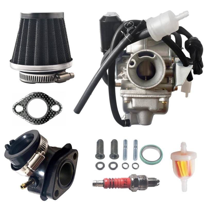 Vergaser 150cc 26mm mit Intake Manifold Luftfilter Kraftstofffilter Ersatz für Kazuma für Taotao für SunL für Baja 157QMJ 1P57QMJ für Roller Motorroller Motorfräse ATV Kar von JRL