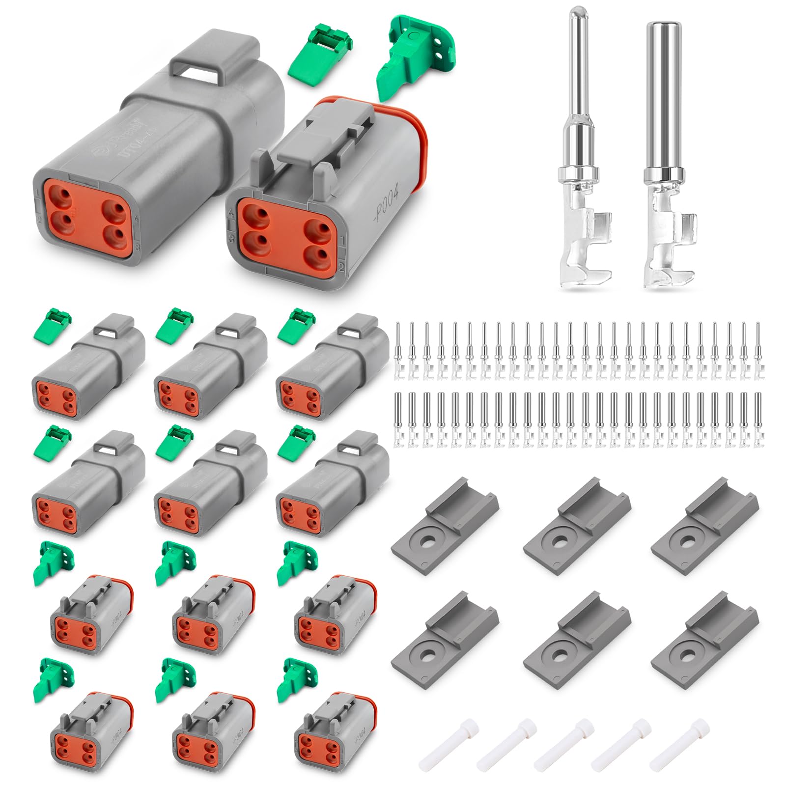 JRready Deutsch Stecker Set 4 poling DT Stecker 6 Sätze mit 52 pcs Deutsch Terminal Wire Gauge 14-18 AWG IP68 Wasserdichte Stecker 4 polig Grau für Auto, Motorräder, LKW, Boots JRready Deutsch Stecker Set 4 poling DT Stecker 6 Sätze mit 52 pcs Deutsch Terminal Wire Gauge 14-18 AWG IP68 Wasserdichte Stecker 4 polig Grau für Auto, Motorräder, LKW, Boots von JRready